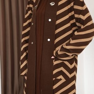 Brown and Tan Striped Cardigan